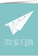 Paper Airplane, First Day of School card