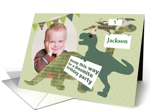 Kids Dinosaur Birthday Party Custom Photo, Age, and Name... (1429926)