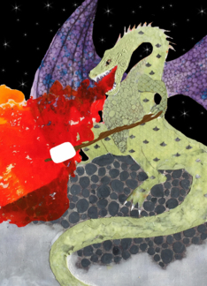 Camp Out Invitation, Dragon Roasting a Marshmallow