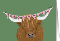 Scottish Highland Cow Valentine’s Day, I’m Horny card