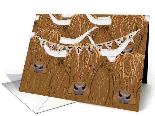 Scottish Highland Cow Invitation, Family Reunion card (1436682)