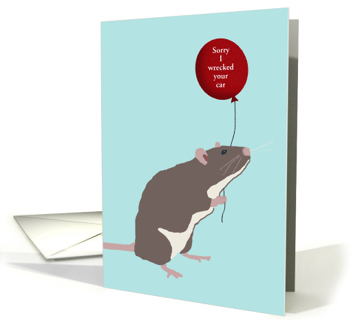 Custom Apology, Regretful Rat with a Red Balloon card (1436884)