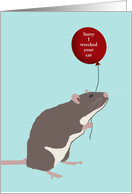 Custom Apology, Regretful Rat with a Red Balloon card