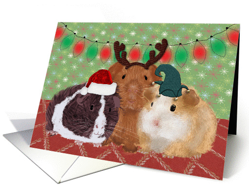 Christmas Party Invitation Featuring Festive Guinea Pigs card