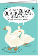 Custom Name Ducks Singing Happy Birthday To You card