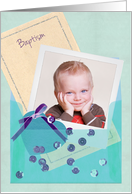 Custom Photo Baptism Anniversary for Boy card
