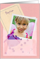 Custom Photo Baptism Anniversary for Girl card