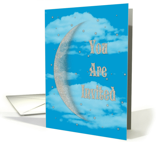 Eid Party Invitation with Crescent Moon and Stars card (1446530)