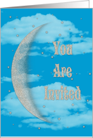 Eid Party Invitation with Crescent Moon and Stars card