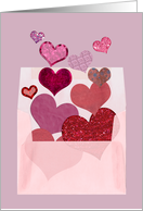 Sending Love, Hearts Float Out of a Vellum Envelope card