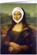 Get Well from Face Lift, Mona Lisa with Bandages card