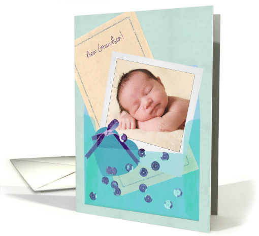 Welcome to the Family New Grandson, Custom Photograph card (1468694)