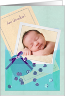 Welcome to the Family New Grandson, Custom Photograph card