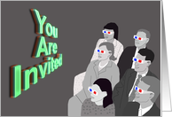 3D Movie Audience, Invitation to a Party card