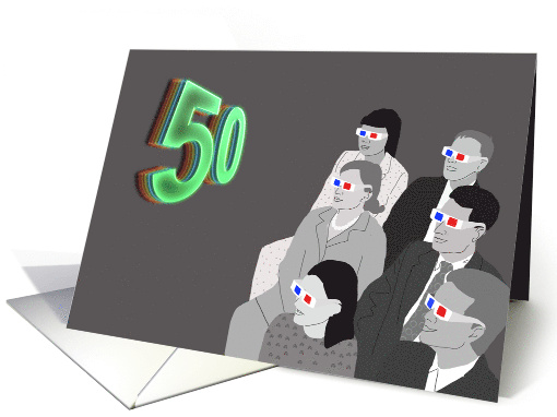 3D Movie Audience 50th Birthday card (1478024)