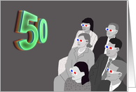 3D Movie Audience 50th Birthday card
