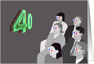 Invitation to a 40th Birthday Party, Retro 3D card