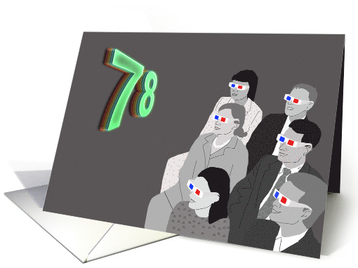 3D Movie Audience Retro 78th Birthday card (1478614)