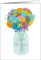 Happy Birthday Mason Jar of Fun Flowers card