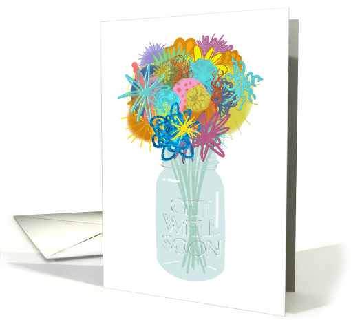 Get Well Soon from Group Mason Jar of Fun Flowers card (1485614)