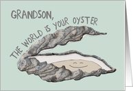 College Graduation Congratulations for Grandson, World is Your Oyster card