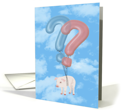 Gender Reveal Baby Shower, Flying Pig card (1527090)