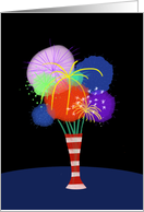 Fourth of July, Vase of Firework Flowers card