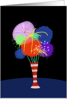 Invitation to Fourth of July Party, Vase of Firework Flowers card