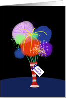 Anniversary on Fourth of July, Vase of Firework Flowers card