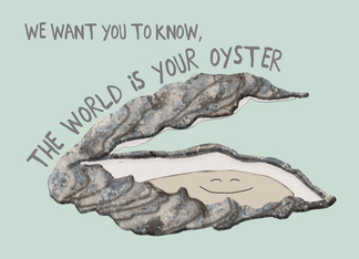 Graduation Card from Both of Us / Couple, The World is Your Oyster