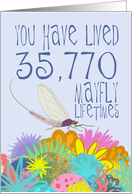 Mayfly 98th Birthday card