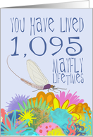 Mayfly 3rd Birthday card