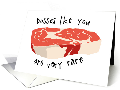 Funny Steak Pun Thank You for Boss card (1557290)