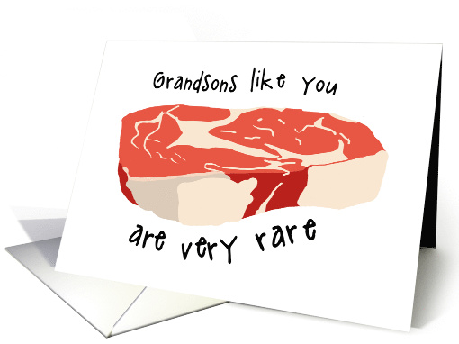 Funny Steak Pun Thank You for Grandson card (1557574)