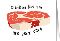 Funny Steak Pun Thank You for Grandson card