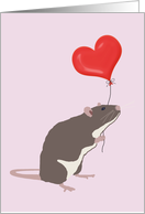 Rat with Heart Balloon Valentine’s Day card
