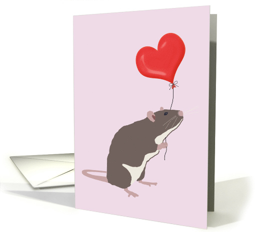 Rat with Heart Balloon for Spouse card (1557802)