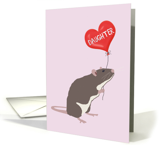Rat with Heart Balloon Valentine for Daughter card (1557964)