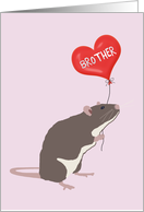 Rat with Heart Balloon Valentine for Brother card