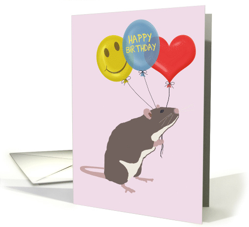 Rat with Balloons Birthday on Valentine's Day card (1558004)