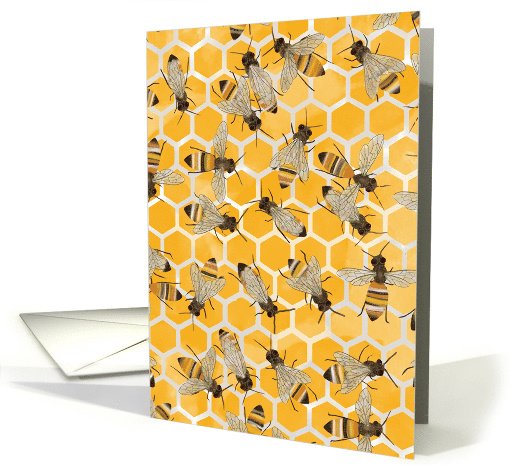 Bees on Honeycomb Blank Note card (1564278)