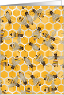 Bees on Honeycomb Blank Note Card