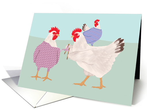 Chicken Knitting Blank Note card (1572358)