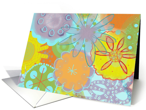 Colorful Abstract Flowers Blank Note card (1574340)