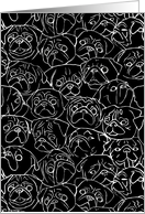 Black Pug Drawing Blank Note card