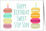 Macarons with Candles Happy Birthday Step Son card