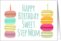 Macarons with Candles Happy Birthday Step Mom card