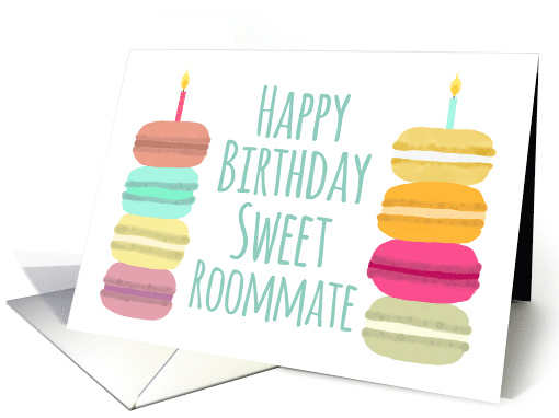 Roommate Macarons with Candles Happy Birthday card (1629360)