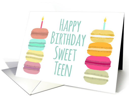 Teen Macarons with Candles Happy Birthday card (1629738)