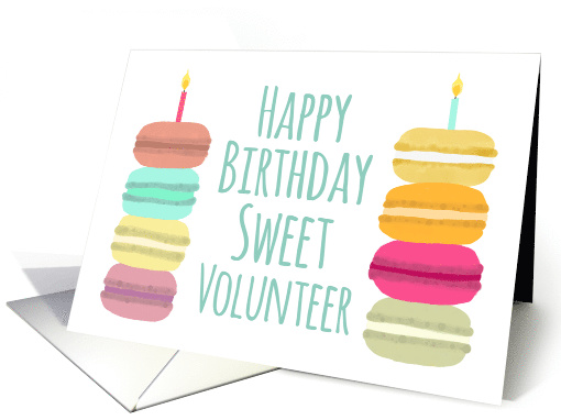 Volunteer Macarons with Candles Happy Birthday card (1629740)